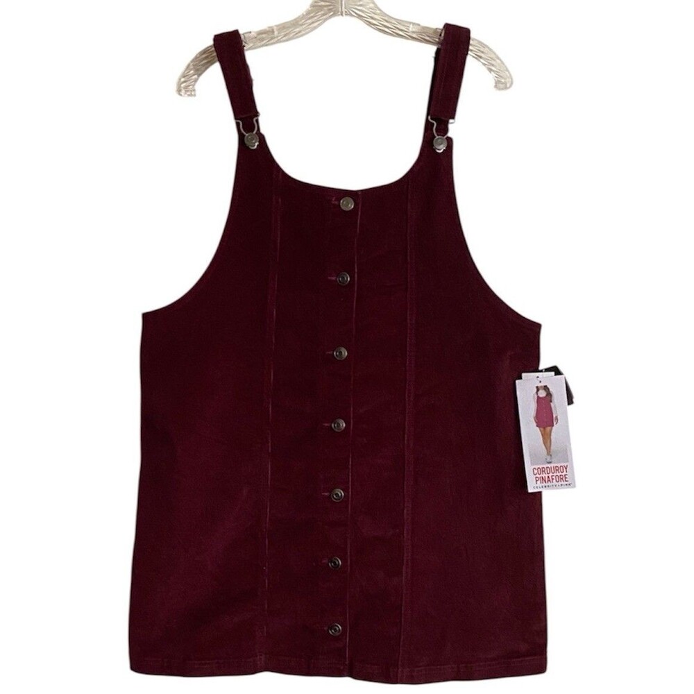 Celebrity Pink Corduroy Pinafore Dress Size XL Burgundy School Girl Coquette NWT
